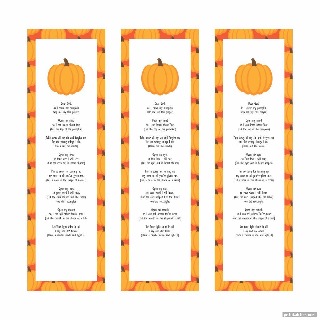 pumpkin prayer bookmark printable image free
