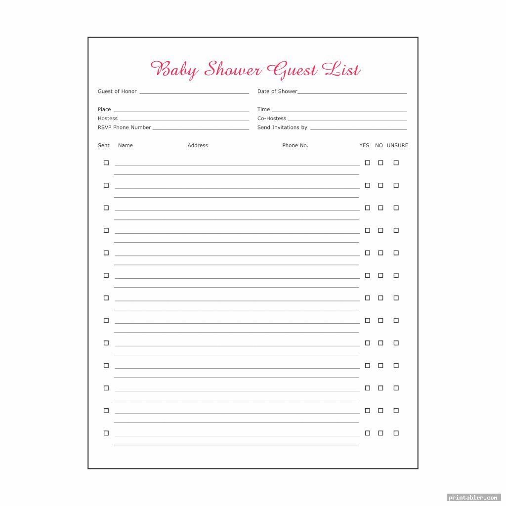 simple baby shower guest list printable