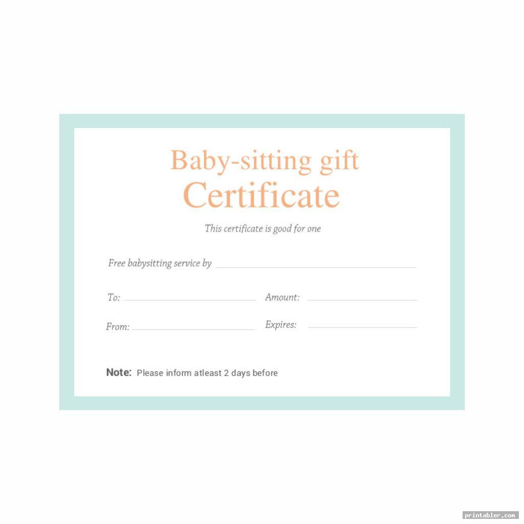 simple babysitting gift certificate template printable