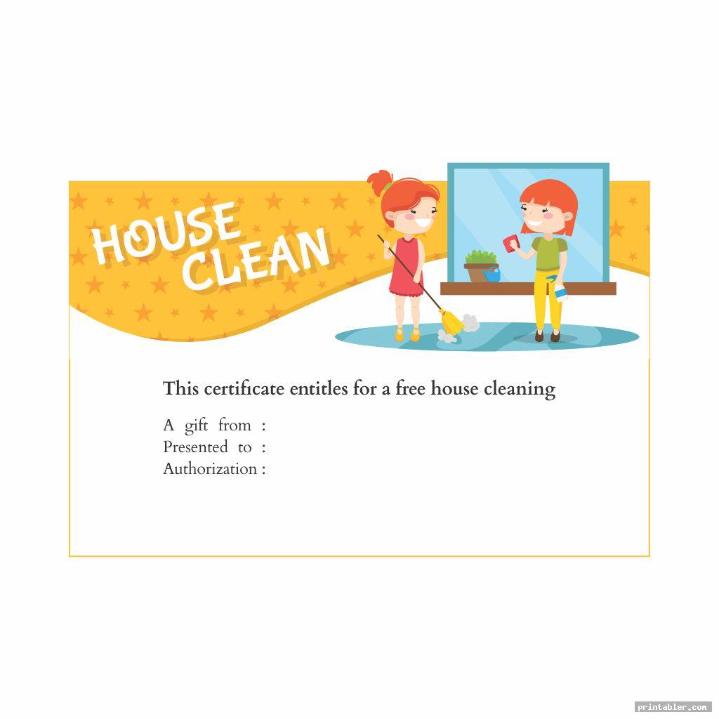 House Cleaning Gift Certificate Template Printable