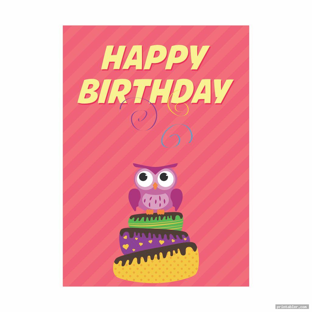 simple owl birthday cards printable