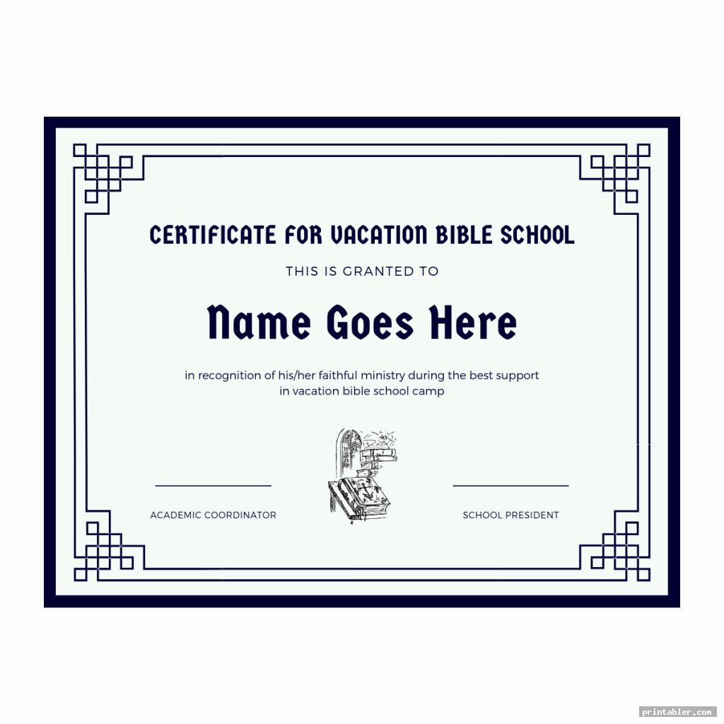 Vacation Bible School Certificate Templates Printable