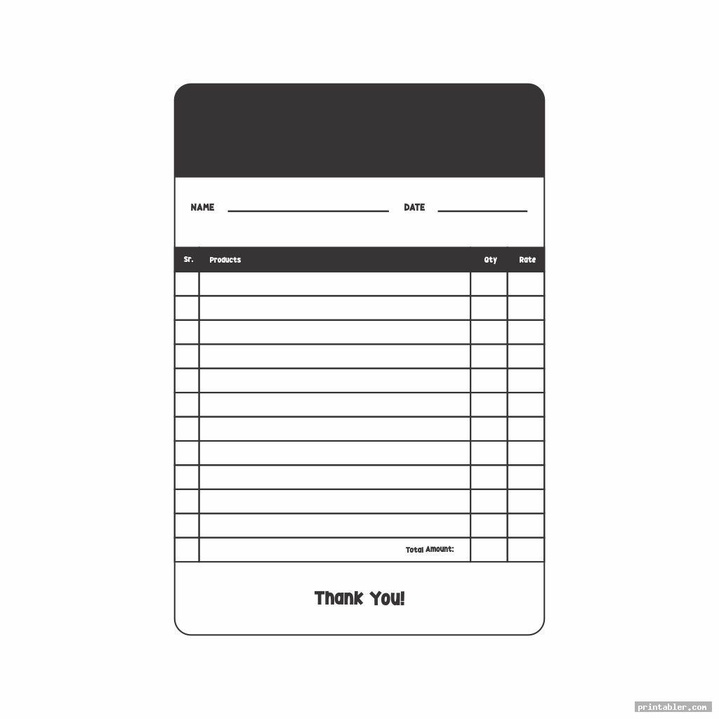 Waitress Order Pad Template Printable