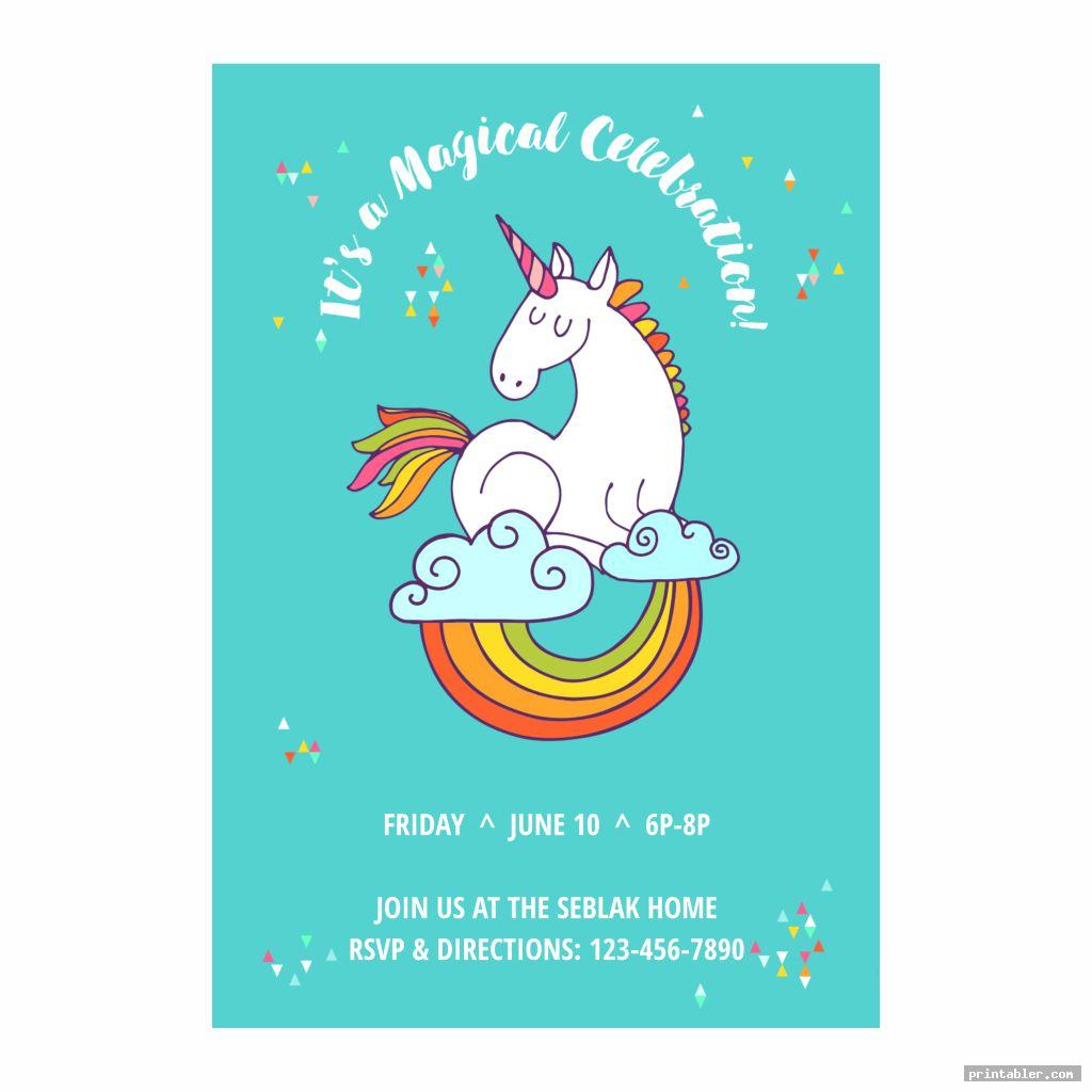 Unicorn Party Invitations Printable