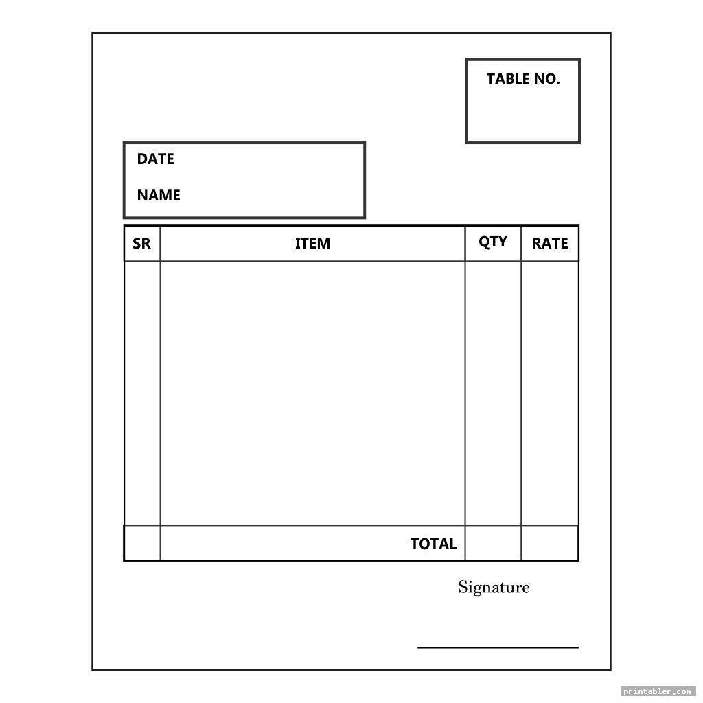 waitress order pad template printable template for use