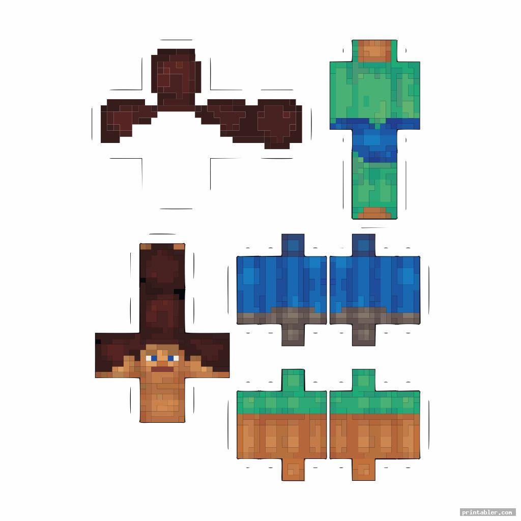 Minecraft Steve Papercraft Template Printable Free Download.