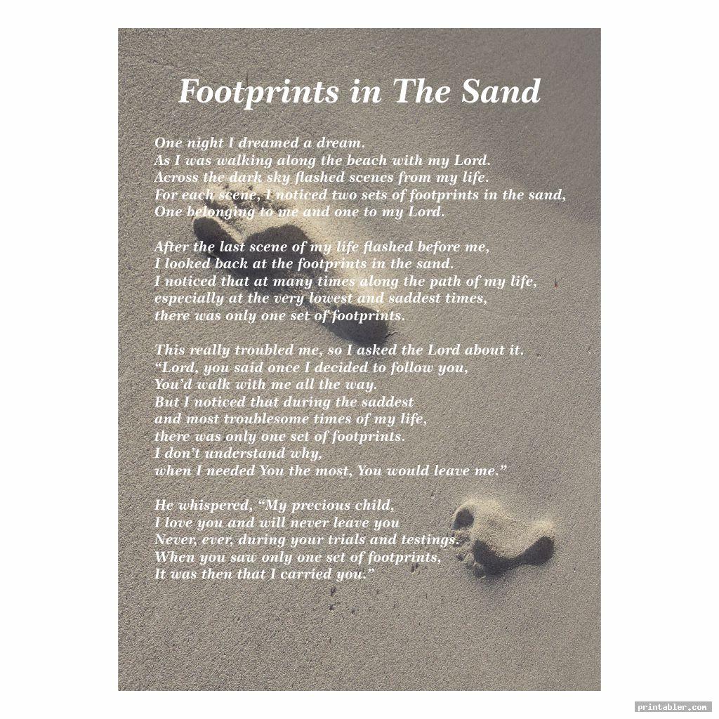 Poem Footprints In The Sand Version Printable - Gridgit.com