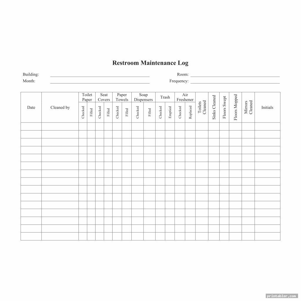 bathroom cleaning log template printable template for use