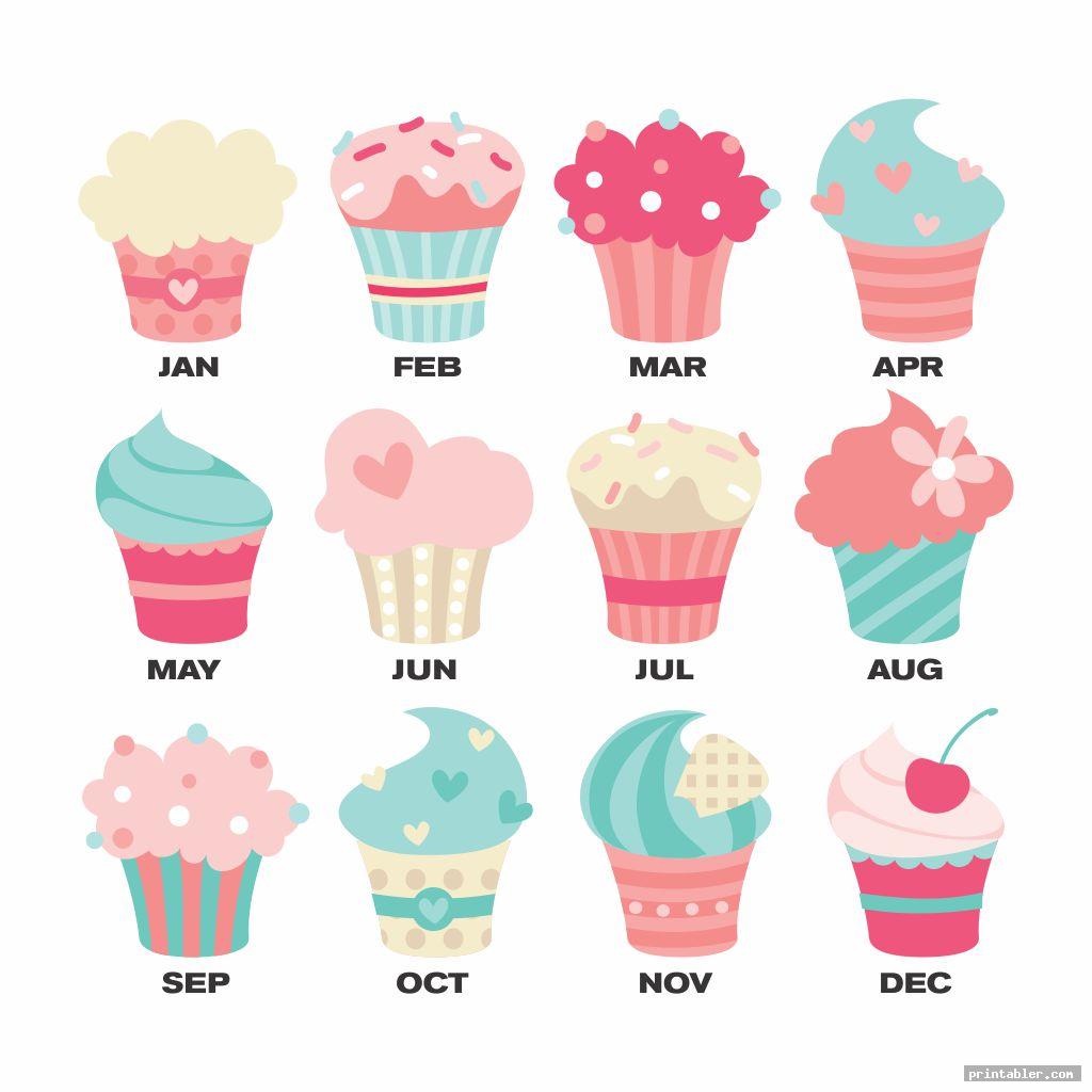 Cupcake Birthday Calendar Printable