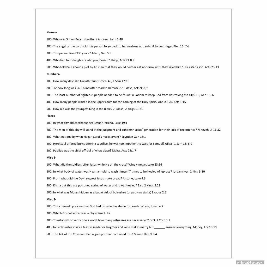 Bible Jeopardy Printable Gridgit