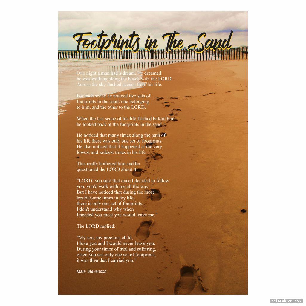 Poem Footprints In The Sand Version Printable