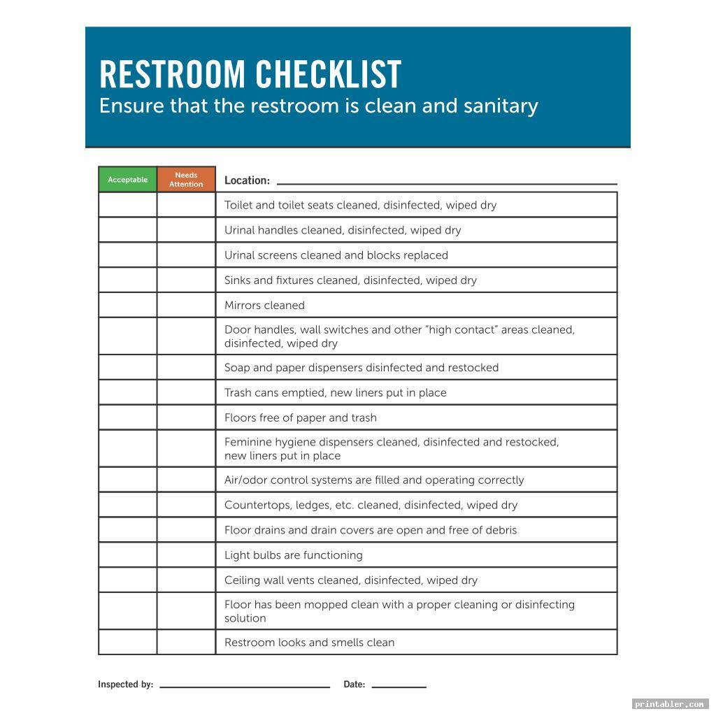 Restroom Cleaning Log Template Printable