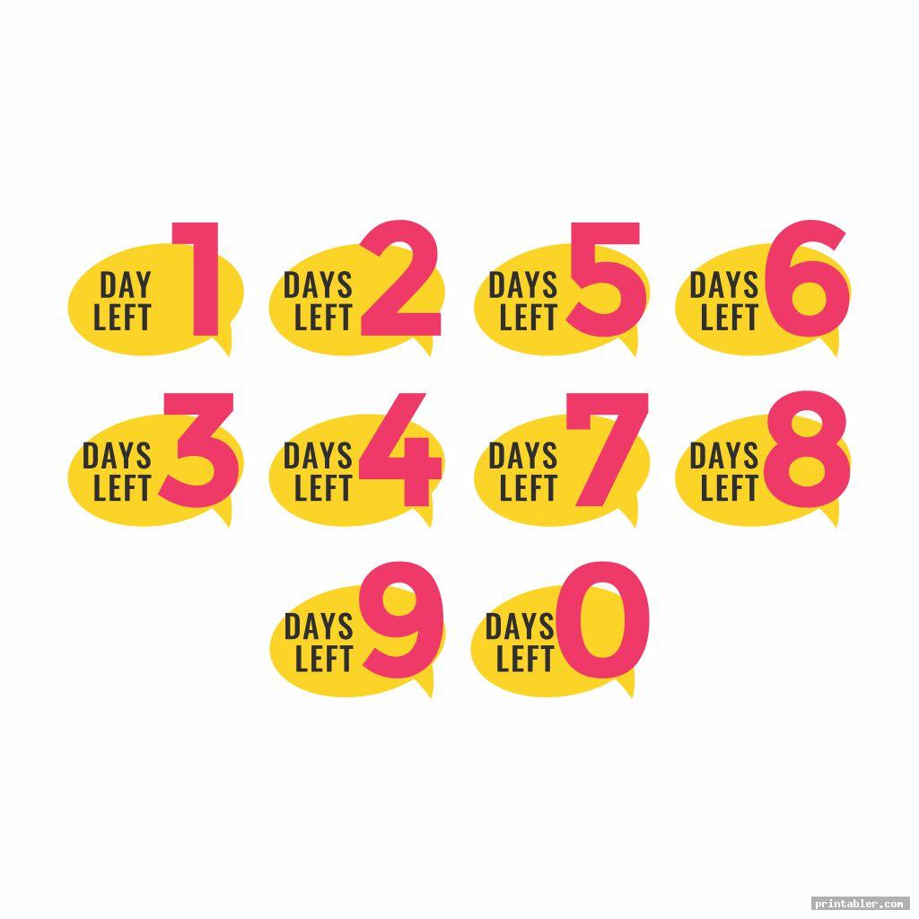 Countdown Numbers Printable