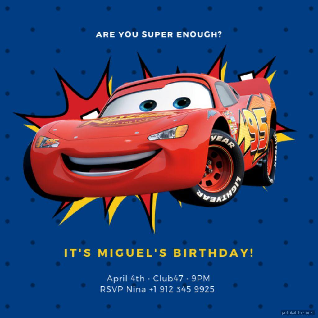 Disney Cars Birthday Invitations Printable