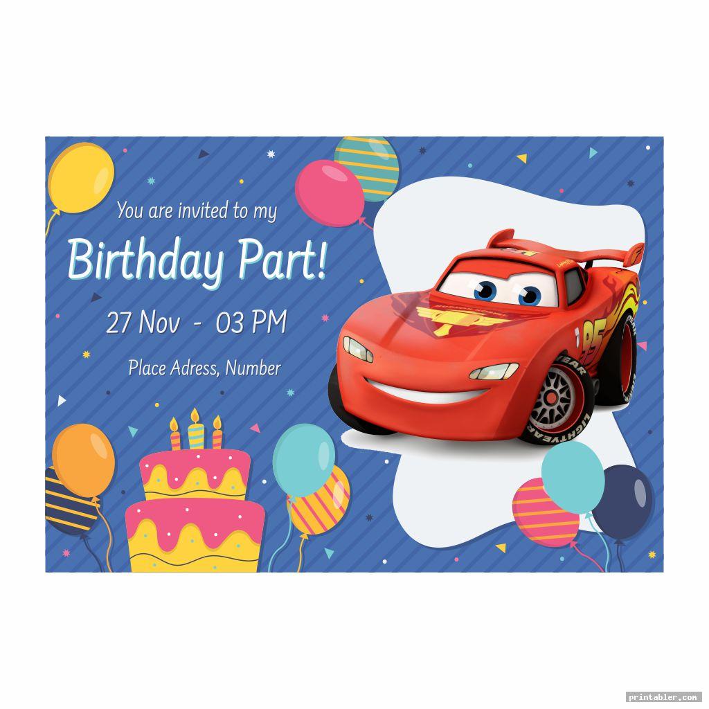 Disney Cars Birthday Party Invitations Printable