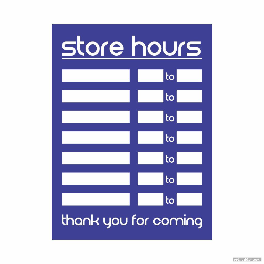 futuristic store hours sign template printable