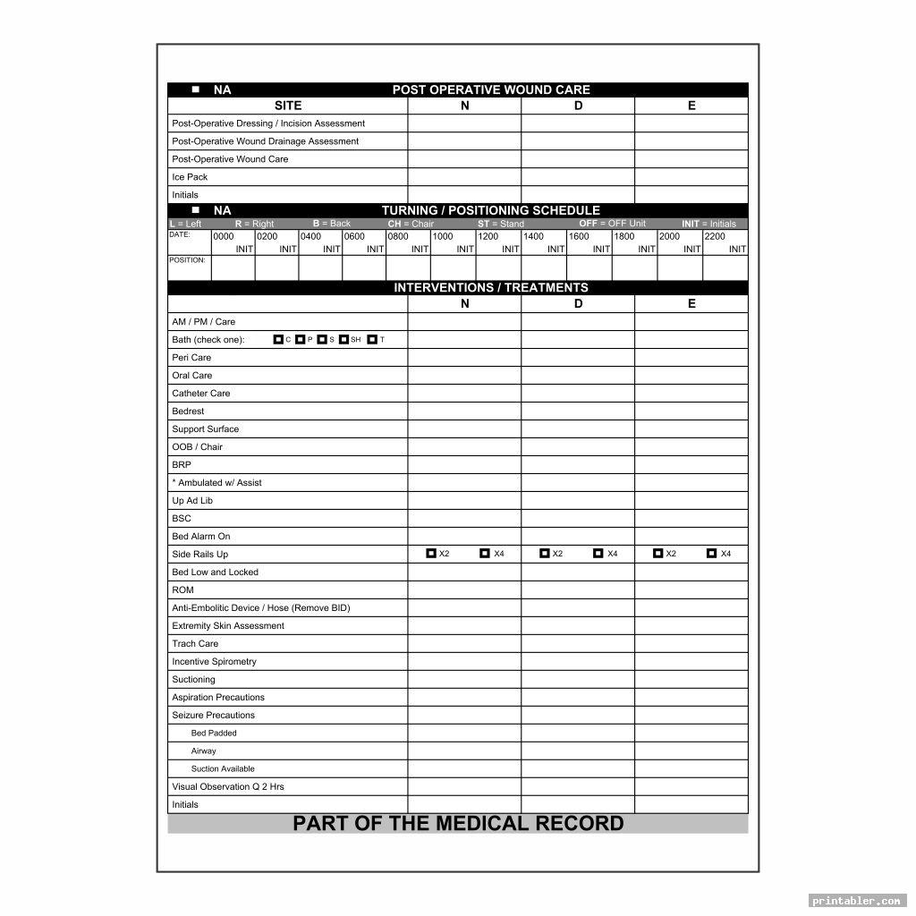 med surg report sheet templates printable image free