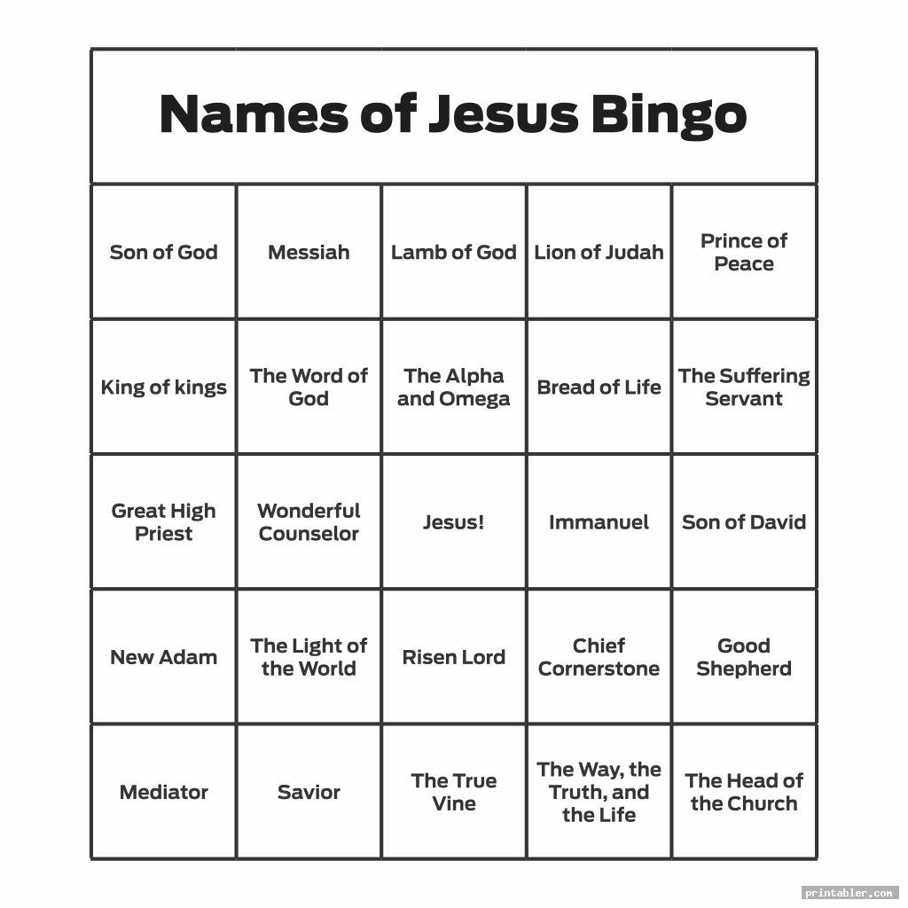 simple jesus bingo game printable