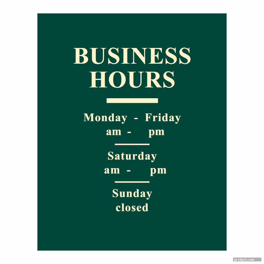 classic hours sign template printable