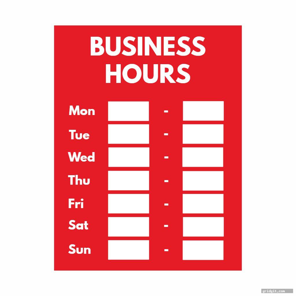 hours sign template printable image free